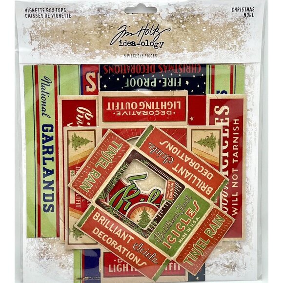 Tim Holtz CHRISTMAS Idea-ology 2018 VIGNETTE BOX TOPS Holiday RARE W/ Bonus Gift - Picture 1 of 13